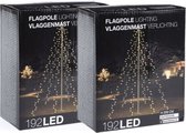 Kerstverlichting - Vlaggenmast - 2 stuks - 192 LED's - Hoogte: 208 cm - Warm wit