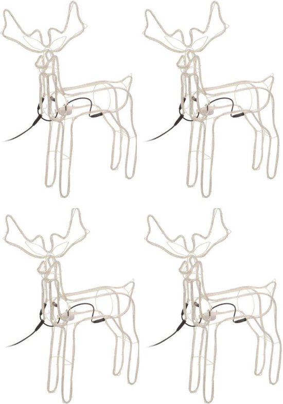 Kerstverlichting - 3D Rendier - 4 stuks - 90 cm - Warm wit