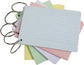 19 x Pack de 50 Flashcards - format A7 - ligné et perforé - avec anneau brisé - Assortiment