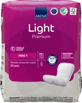 ABENA Light Premium Mini - 20x Incontinentie Verband Dames en Heren - Inlegverband voor Licht tot Matig Urineverlies - 10x22cm / 180ml