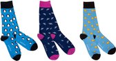 Swole Panda - bamboe sokken heren - giftbox - eendjes - haaien - pinguins - 3 paar - maat 40-45 - cadeau