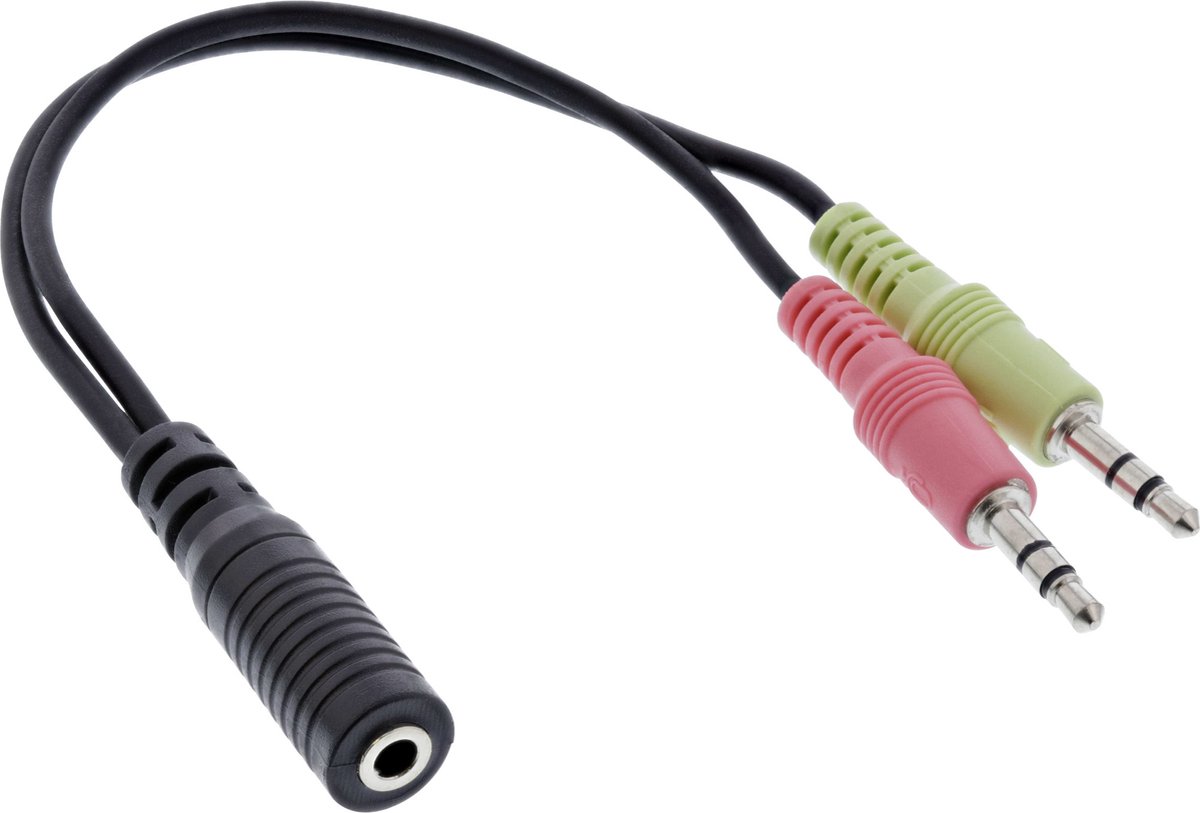 InLine 0.15m, 3.5mm/2x3.5mm audio kabel 0,15 m Zwart