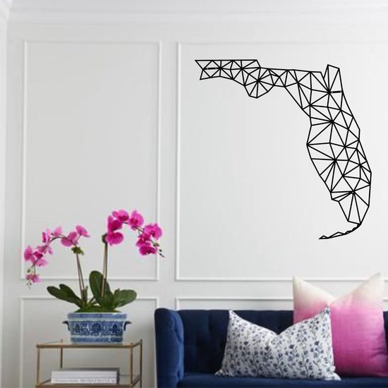 Wanddecoratie | Kaart van Florida / Florida Map | Metal - Wall Art | Muurdecoratie | Woonkamer | Buiten Decor |Zwart| 59x60cm