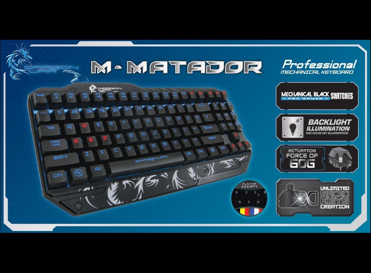 Dragonwar Backlight M-Matador Mechanische Pro Gaming Toetsenbord Qwerty met programmeerbare Macro toetsen. - Zwart