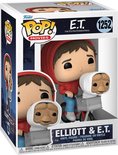 Pop-figuur van Elliott met rode hoodie en E.T. in een mandje op een fiets.
