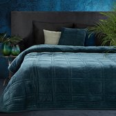 Oneiro’s luxe KRISTIN Type 2 Beddensprei blauw - 220x240 cm – bedsprei 2 persoons - beige – beddengoed – slaapkamer – spreien – dekens – wonen – slapen