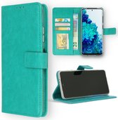 Casemania Hoesje Geschikt voor Motorola Moto G32 Turquoise & Glazen Screenprotector - Portemonnee Book Case - Kaarthouder & Magneetlipje