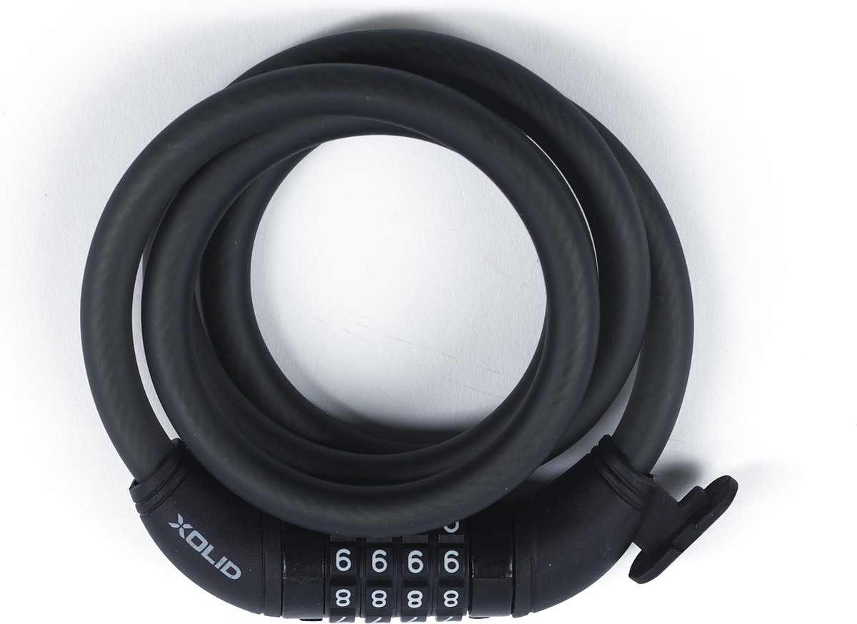 Xolid Ø12mm / 120cm - Kabelslot - Cijferslot Fietsslot - Eigen Code Instelbaar - Incl. Framehouder - Zwart