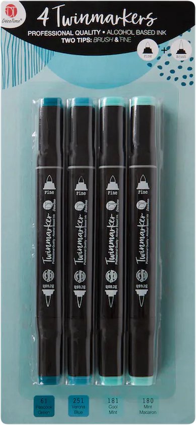 Deco Time Twinmarkers Professionele Kwaliteit Twee Tips (Penseel & Fijn) Markers (Schaduw: 20 Terra