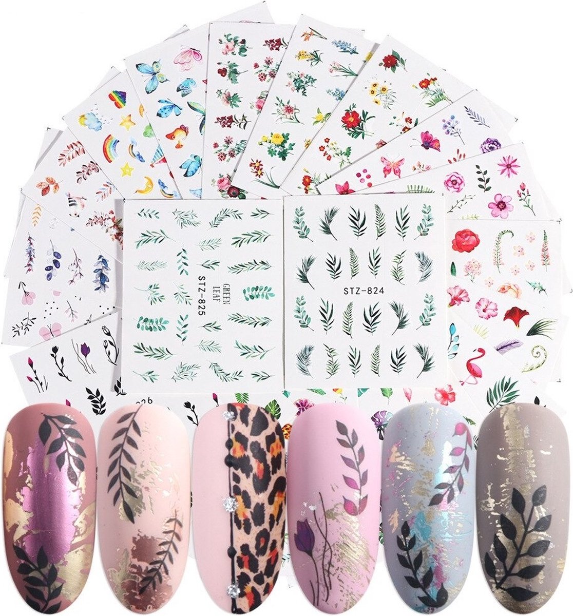 Goedkoopste 68 Stuks Nagelstickers – Nail Art Stickers – Glamour Nagels – Glitters – Stijlvol – Manicure – Decoratie – Trendy Designs – Nagelversiering – Speciale Gelegenheden – Gemakkelijk aan te brengen