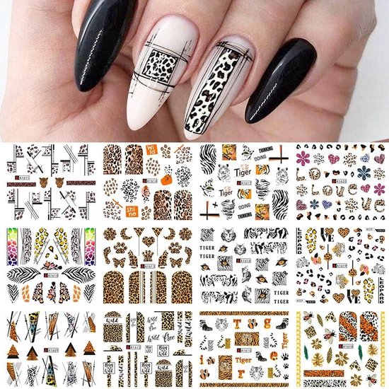 12 Stuks Nagelstickers – Nail Art Stickers – Dierenprint