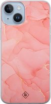 Casimoda® hoesje - Geschikt voor iPhone 14 Plus - Marmer Roze - Siliconen/TPU telefoonhoesje - Backcover - Marmer - Roze
