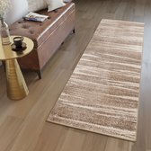 Tapiso Sari Tapijt Loper Beige Bruin Woonkamer Gang Vloerkleed Maat- 80x400