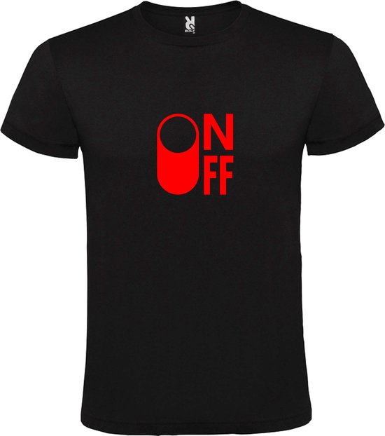 Zwart T-Shirt met “ On/Off Button ON “ afbeelding Rood Size XS