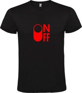 Zwart T-Shirt met “ On/Off Button ON “ afbeelding Rood Size M