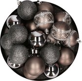 Kerstballen - 20x stuks - donkere kleuren - kunststof - 6 cm