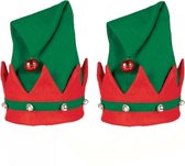 2x stuks kerstelfen verkleed hoed/muts voor volwassenen