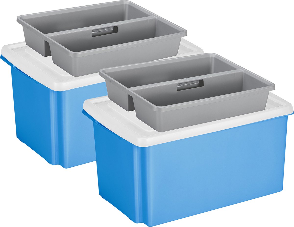 Sunware Opslagboxen set met deksel en organiser - 2x stuks - 51 liter