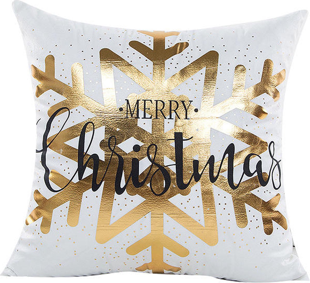 Without Lemon - Kerst Kussenhoes - Wit met gouden Sneeuwvlok "Merry Christmas" - Kerst kussen - Kerstdagen - Feestdagen - Kerst - Decoratie - Woondecoratie - Kussenslopen - December - Cadeau