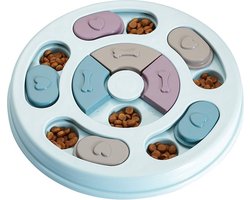 Hondenpuzzel - Voerbak - Honden speelgoed - Anti-schrok bak - Rond - Kunststof - Blauw