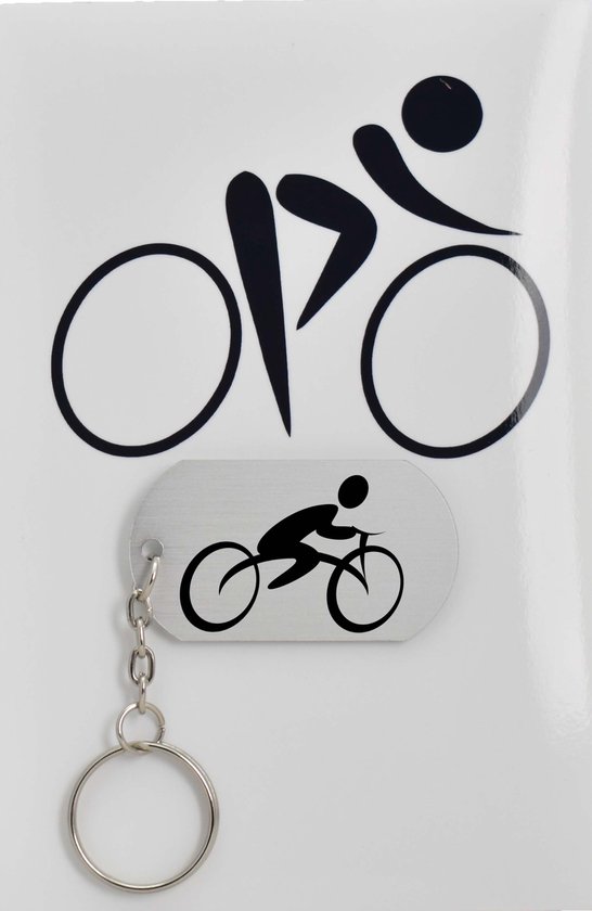 wielrennen sleutelhanger inclusief kaart - sport cadeau - sporten - Leuk kado voor je sporter om te geven - 2.9 x 5.4CM