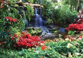 Fotobehang - Vlies Behang - Waterval in een Kleurrijke Jungle - 368 x 254 cm