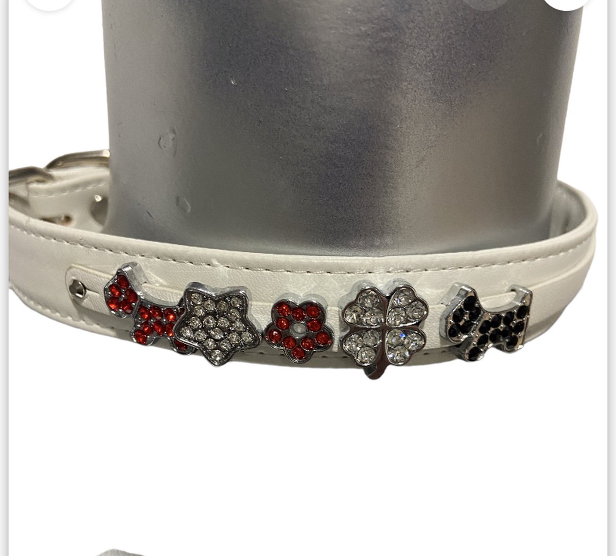 Body Pleasure Witte Luxe Honden Halsband met Steentjes – Zelf Samenstellen