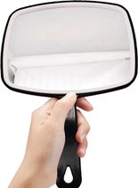 Handspiegel met Handvat - 15 x 12 cm spiegeloppervlak - Make Up Spiegel/Scheerspiegel/Kappersspiegel  - Zwart