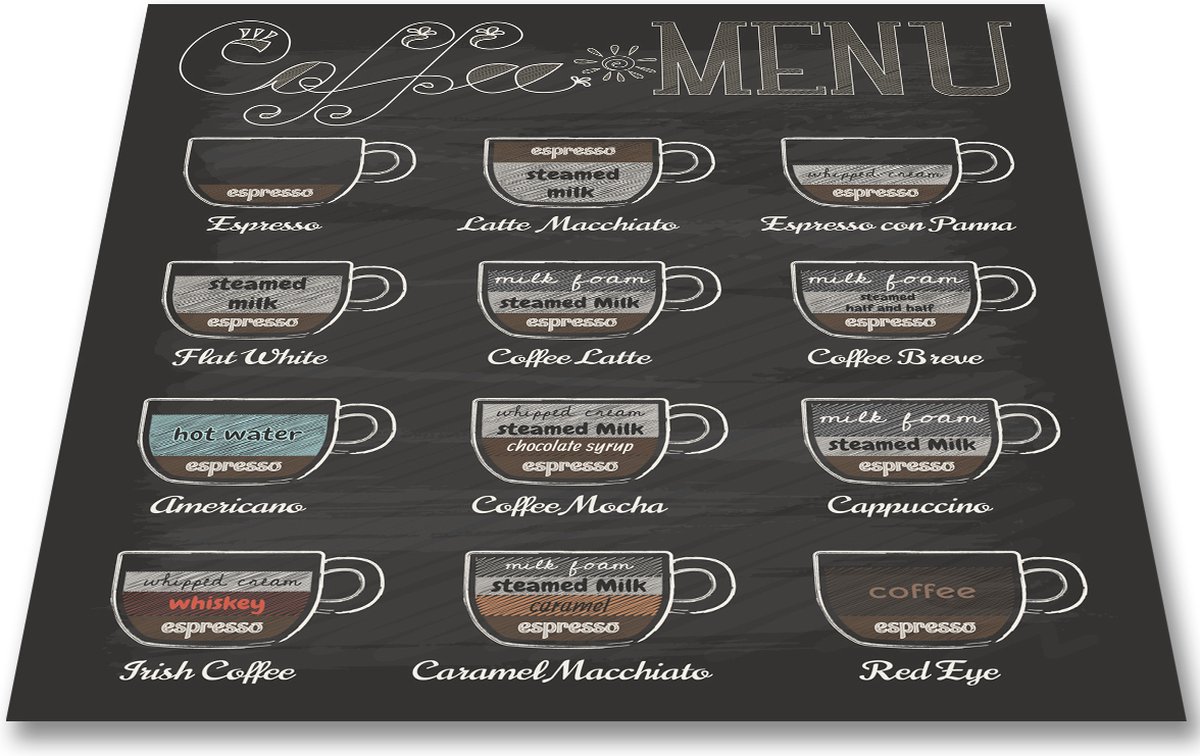 Papillon Inductie Beschermer - Antislip Afdekplaat - 60x60 - Coffee Menu
