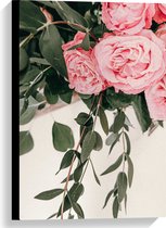 WallClassics - Toile - Livre de fleurs de roses roses - 40x60 cm Tableau sur toile (Décoration murale sur toile)