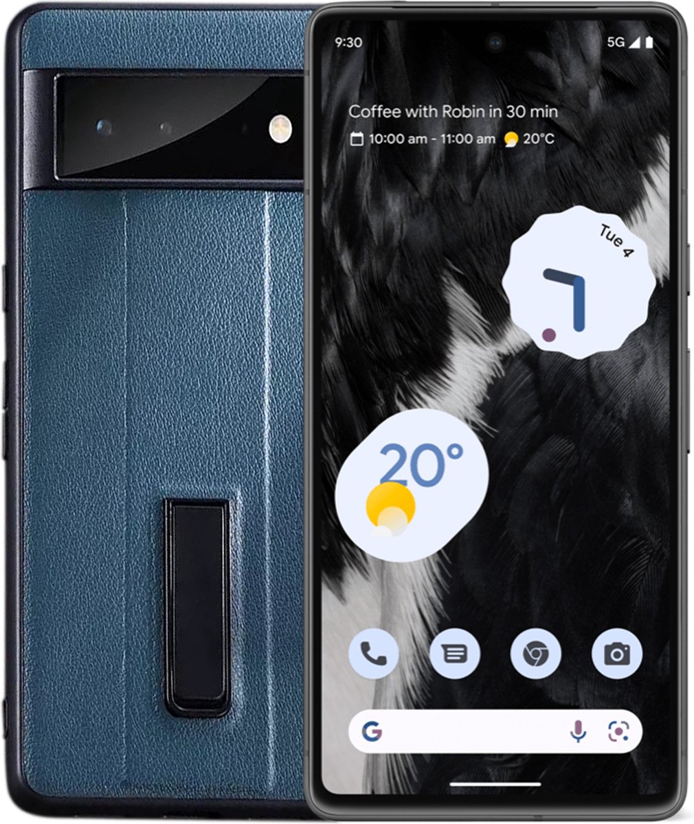 Google pixel 7 pro - luxe kunstleren telefoon hoes - blauw - met glazen screenprotector