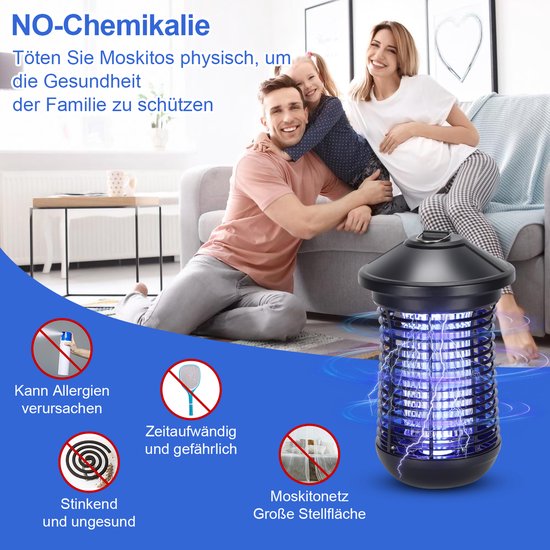 Waldbeck Mosquito Ex 5000 Insektenvernichter - UV-Insektenfalle, Mückenschutz, ohne toxische Chemikalien, geruchs- und geräuschlos, 38 Watt, 150 m² Wirkung, inkl. Aufhängevorrichtung, schwarz