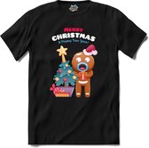 Merry christmas - oliebol buddy - T-Shirt - Dames - Zwart - Maat XL