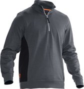 Jobman Halfzip Sweater Bicolor - Gris Foncé - Zwart - Taille S