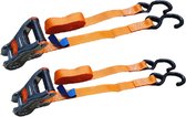 BCF-Products Spanbanden met ratel - Spanbanden - 3 meter - Oranje - 2 stuks