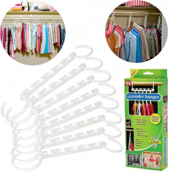 Borvat® |Kledingkast Organizer - Voor Kledinghangers - 5 Hangers - Horizontaal of Verticaal te gebruiken - Voordeel Set 4 Stuks