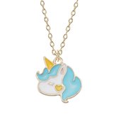 Fako Bijoux® - Kinderketting - Eenhoorn / Unicorn - 17x17mm - Goudkleurig