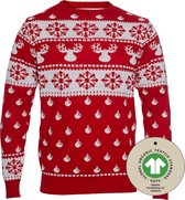 Foute Kersttrui Dames & Heren - Christmas Sweater "Klassiek Rood" - 100% Biologisch Katoen - Mannen & Vrouwen Maat XL - Kerstcadeau