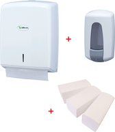WillieJan handen wassen bundel 7002 - Wit – Zeepdispenser – Handdoekjes dispenser + 3 bundels handdoekjes