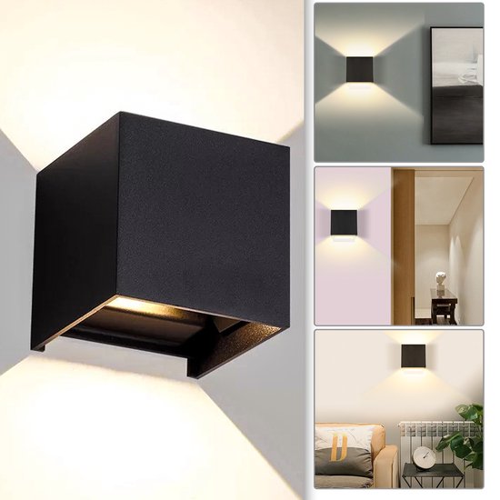 Calex Wandlamp Buiten Up and Downlight Kubus Grijs Warmwit