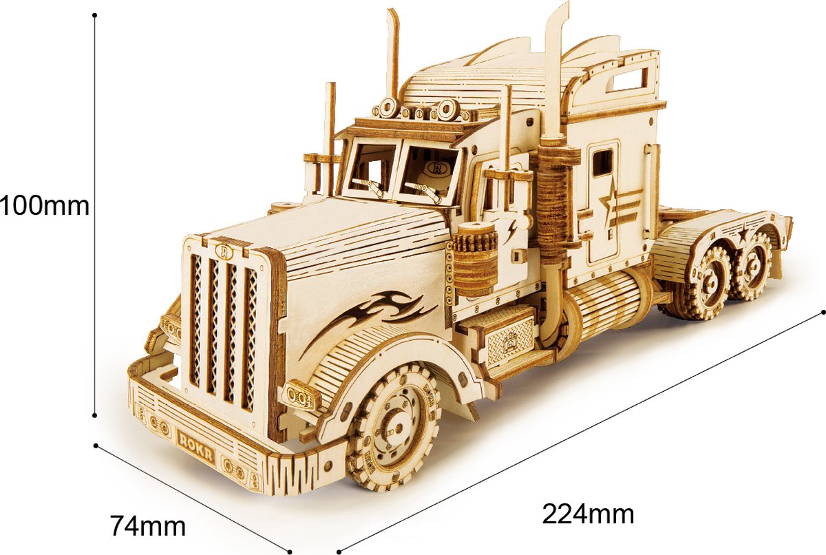 Robotime Modelbouwpakket Heavy Truck 22,4 Cm Hout 286-delig — afbeelding 10