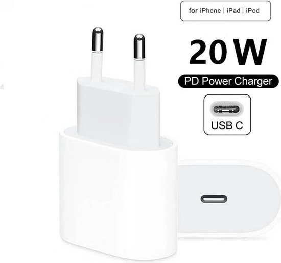 Chargeur Fast 20W Chargeur iPhone 12 Power secteur USB-C 20W - Convient  pour iPhone 12