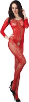 Livco Corsetti - Erotische Bodystocking / Catsuit met Open Kruis - Sexy Lingerie - Erotische Lingerie - Maat S t/m L - Abra Red