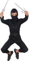 FUNIDELIA Black Ninja Kostuum voor Jongens - Maat: 107 - 113 cm - Zwart