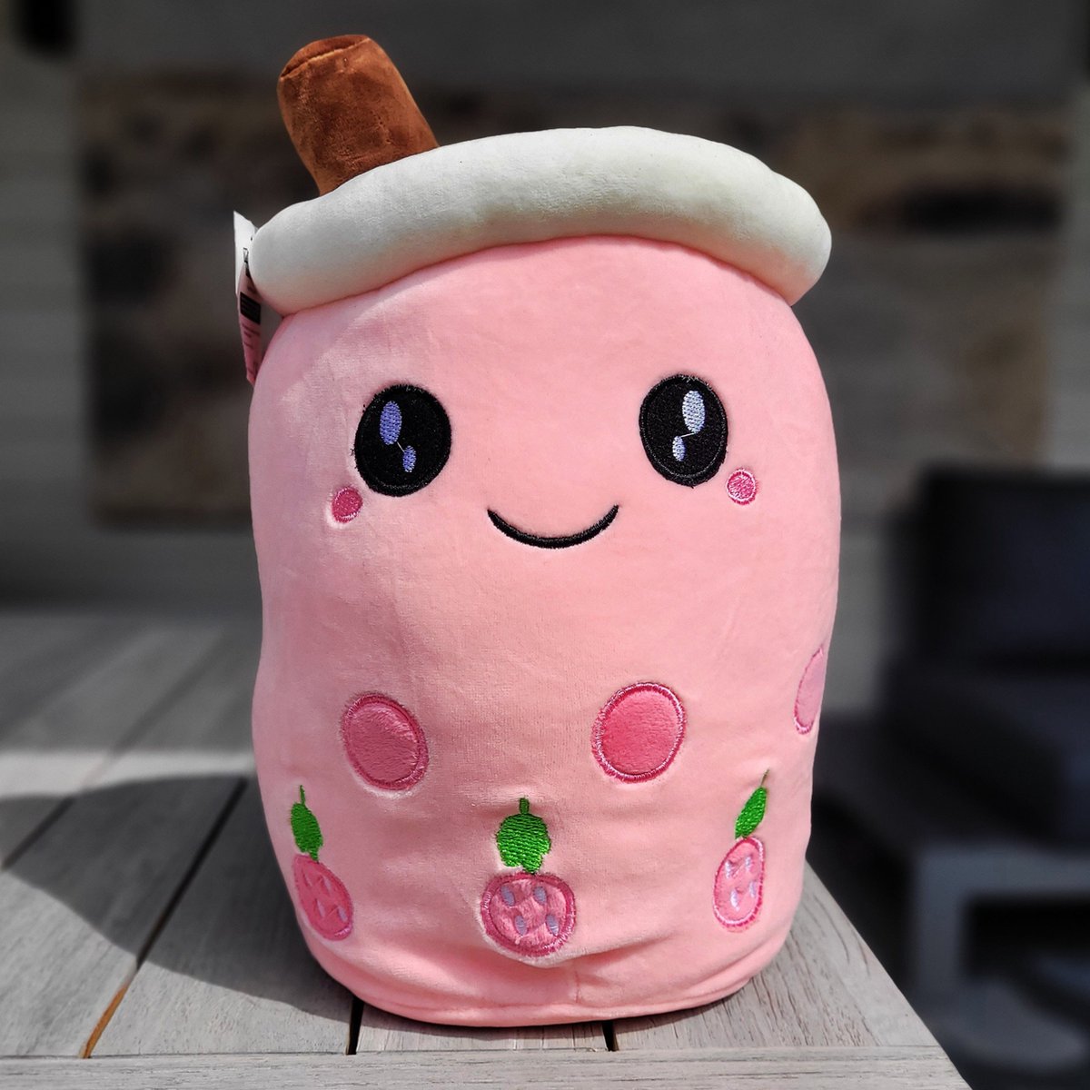 Kawaii Kussen - Kawaii Knuffel - Bubble Tea Knuffel - Bubble Tea - Boba - Blij - 35cm - Roze