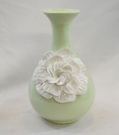 Richmond Vase "Spring" Hauteur 22 cm, Ø 14 cm, vert menthe/blanc