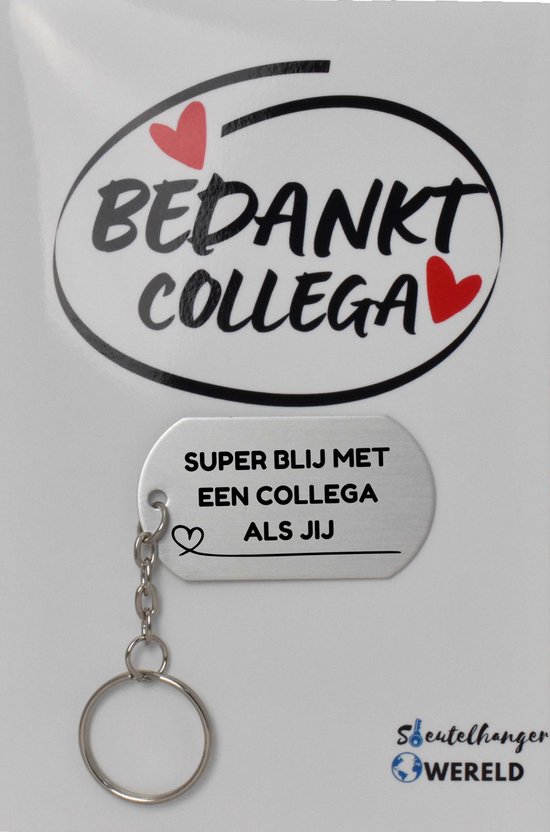 Super heureux avec un collègue comme vous Porte-clés avec carte - cadeau collègue - collègue - Joli cadeau à offrir à votre collègue - 2,9 x 5,4 cm