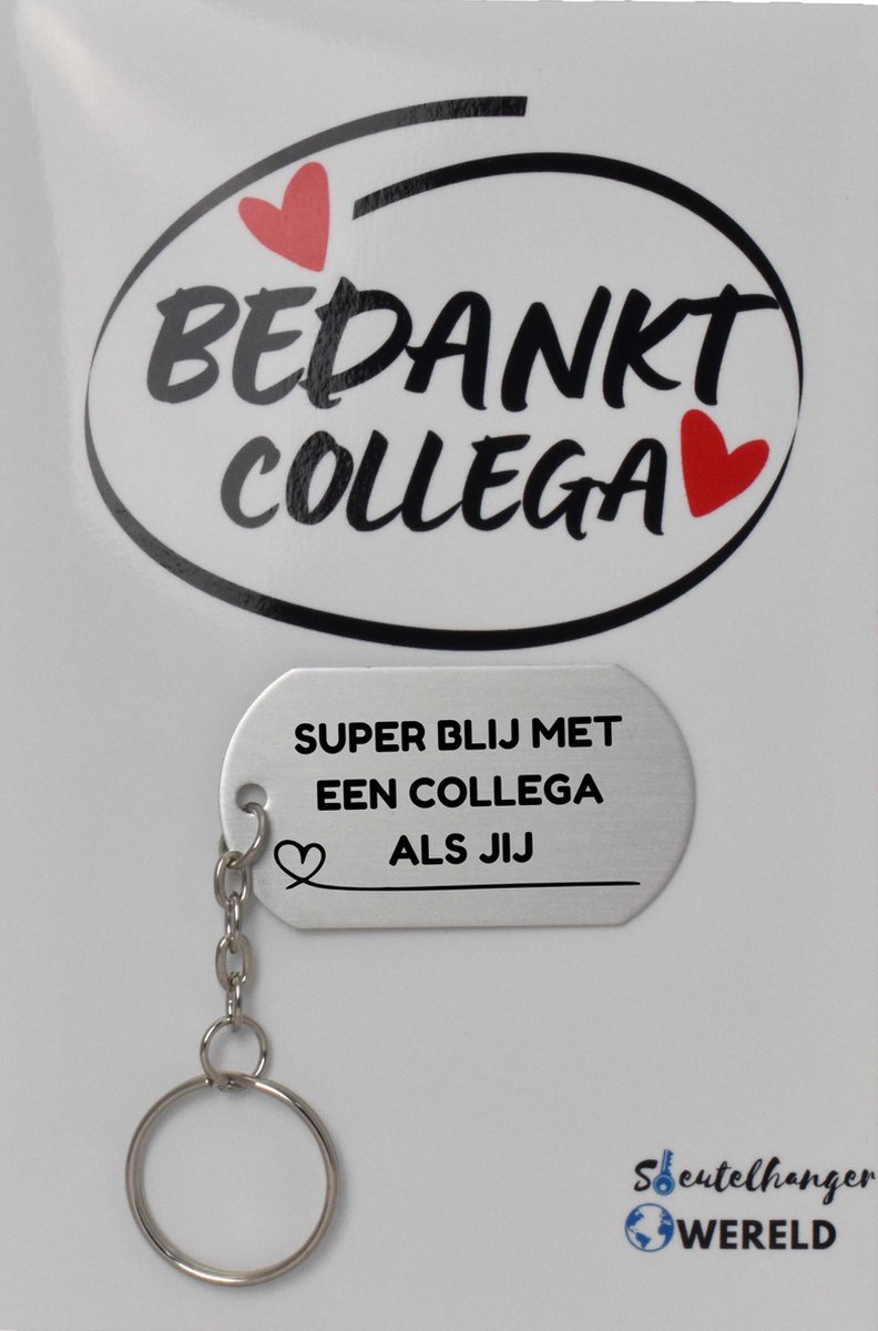 Superblij met een collega als jij Sleutelhanger inclusief kaart - collega cadeau - collega - Leuk kado voor je collega om te geven - 2.9 x 5.4CM