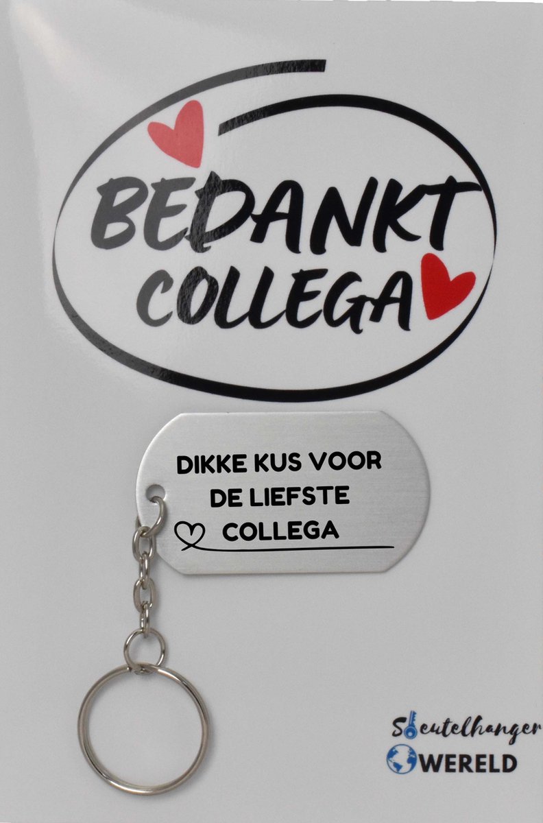 Dikke kus voor de liefste collega Sleutelhanger inclusief kaart - collega cadeau - collega - welkom cadeau - afscheid - Leuk kado voor je collega om te geven - 2.9 x 5.4CM