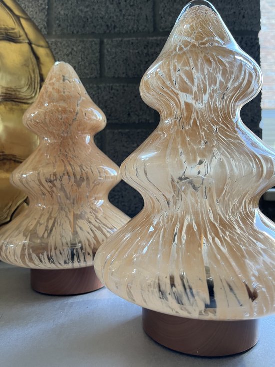 Light&Living Kerstboom 2st karamel gevlamd koper voet LED licht